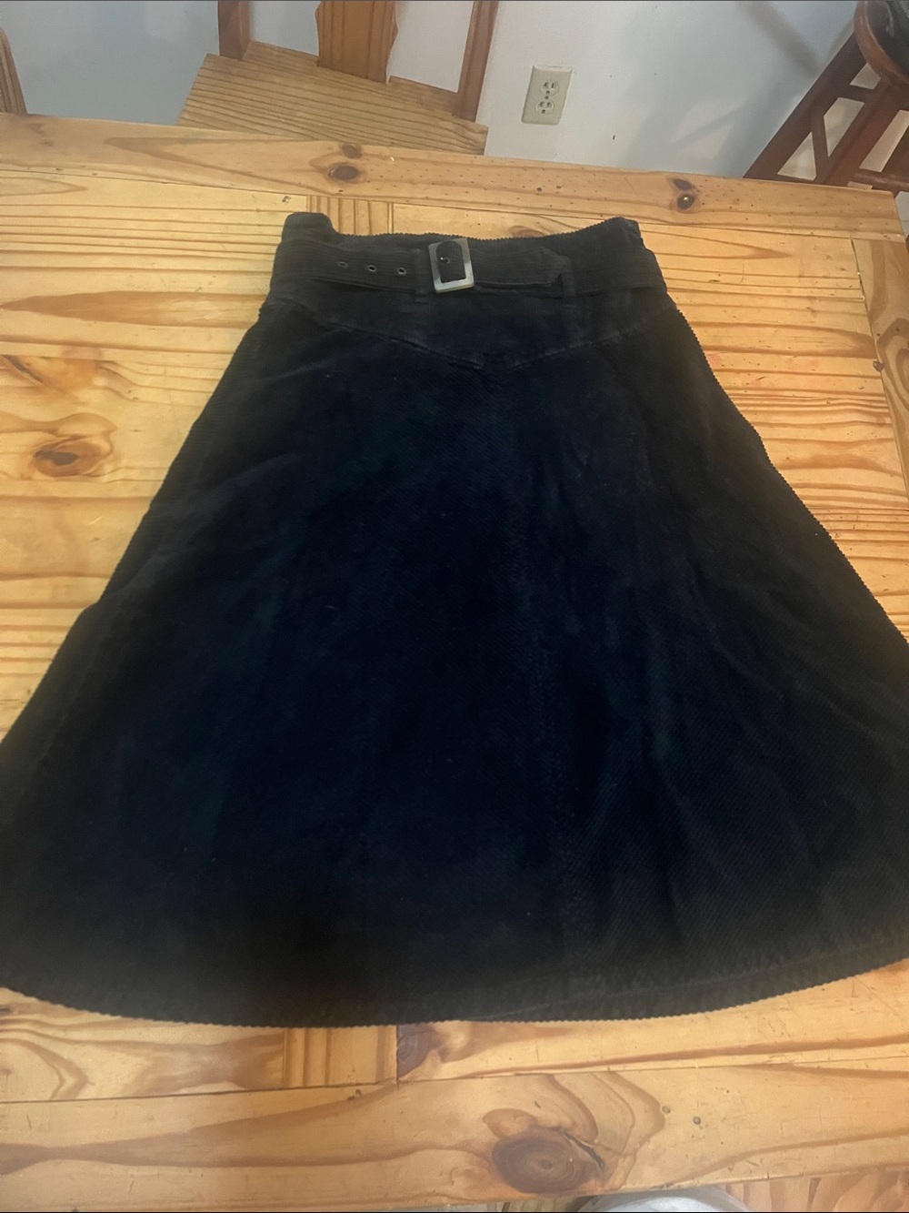 Free People Classic Blue Dark Corduroy A-Line Skirt with Belt Women’s
